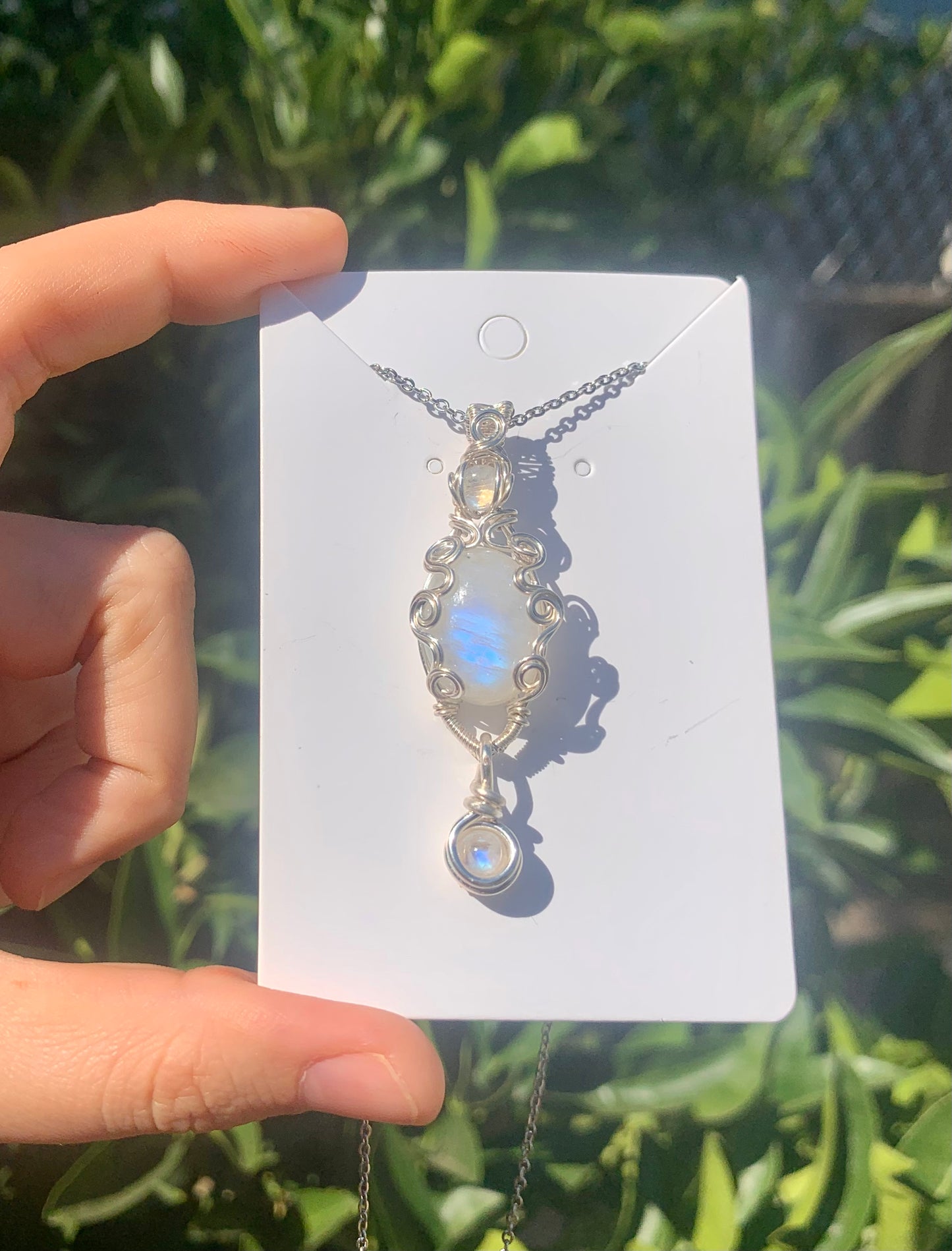 Triple Moonstone Silver
