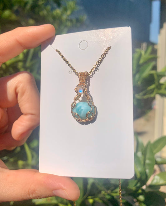 Larimar & Moonstone Gold