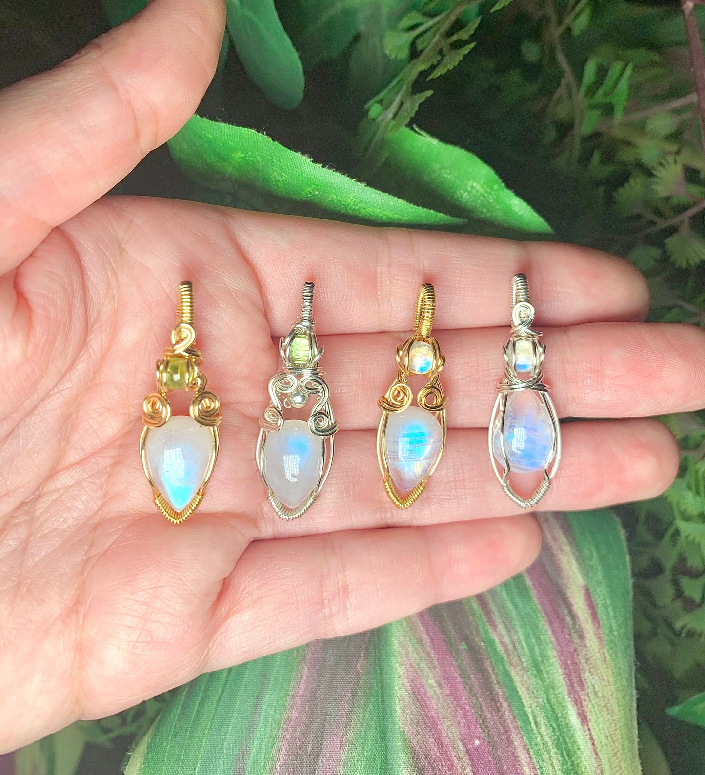 Double Rainbow Moonstone Silver Pendant (teardrop)